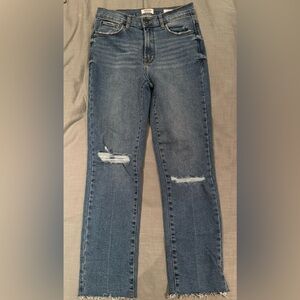 Kensie Blue Distressed Cropped Jeans